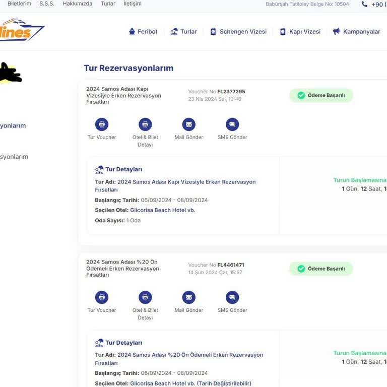 Feribotlines Samos Turu Ücret İadesi Yapmıyorlar