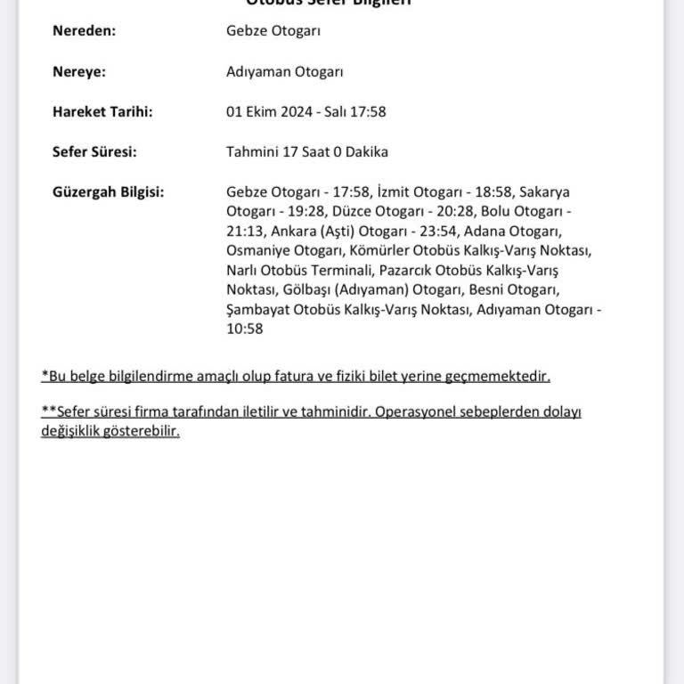 Adıyaman Ünal Turizm Turizm Firmasında Yaşanan Gecikme Şikayeti