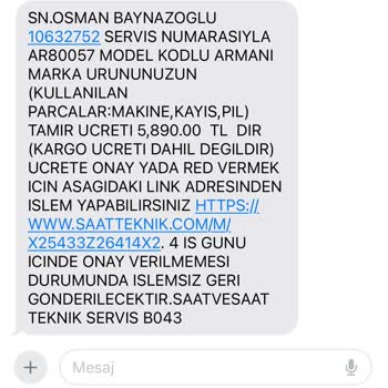 Saat & Saat 3 Yılda 4 Kez Aynı Şekilde Arızalanan Ürün