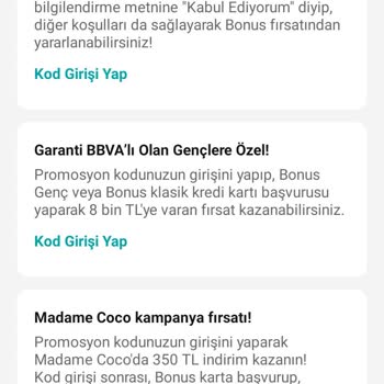 Garanti BBVA Kampanya Kodları Gelmiyor!