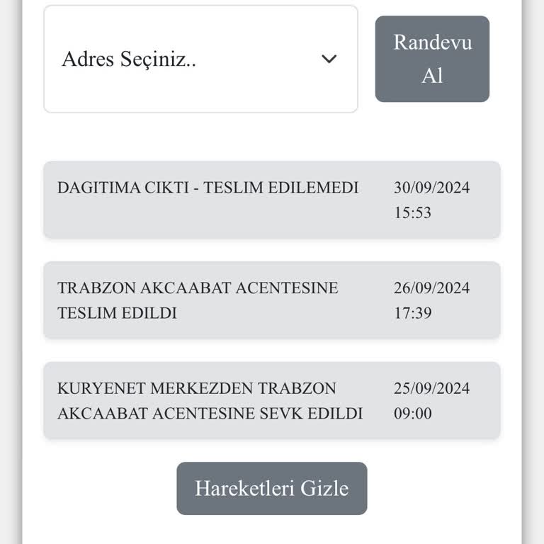 Trabzon Kuryenet Teslimat Yapmıyor