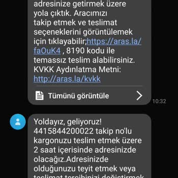 Aras Kargo Şikayet Zamanında Getirmiyor Getirmiş Gibi Mesaj Yolluyor