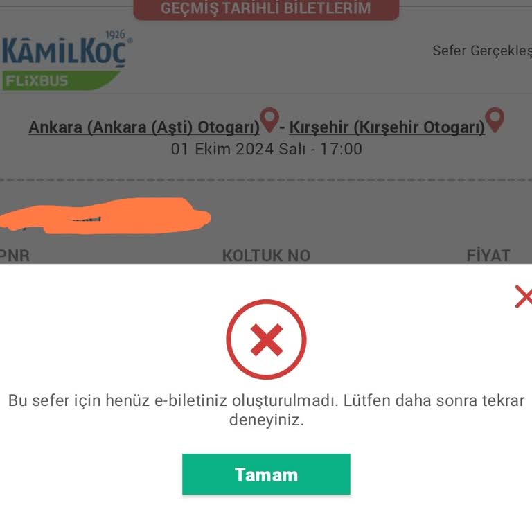 Obilet'in E-fatura Vermemesi