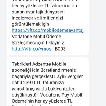 Vodafone Hattımda İzinsiz Üyelik ve Fatura Sorunu