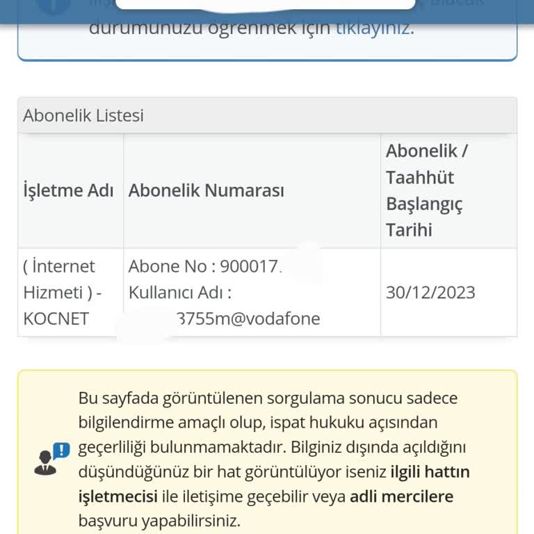 Vodafone Net Koçnet Abonelik Yapmış