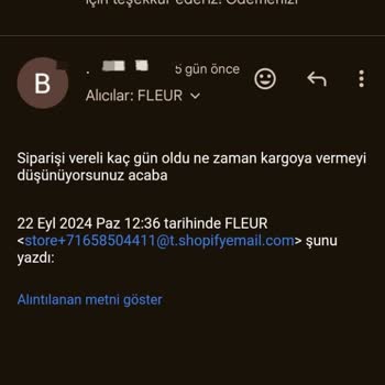 Fleur | fleurtr.com.tr Fleur Instagram'dan Aldığım Ürünler Ne Kargoya Verildi Ne De Bilgi Verildi