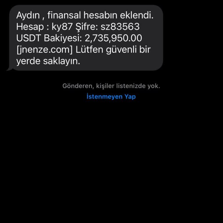 Jnenze Aydın Finansal Hesabın Eklendi