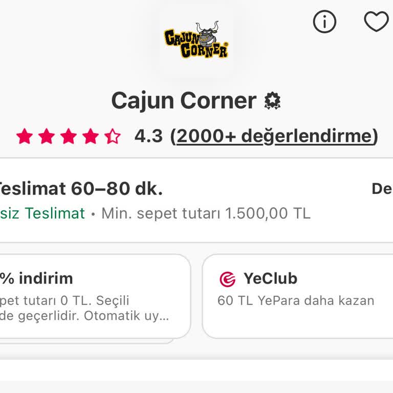 Cajun Corner Yemek Sepeti Min Tutar