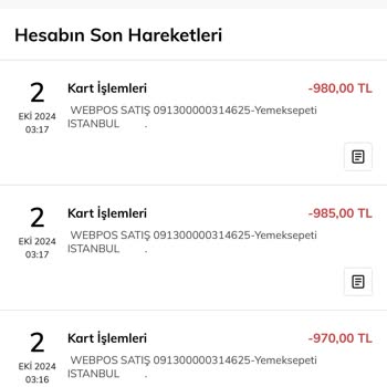 Yemek Sepeti İzinsiz Para Çekimi
