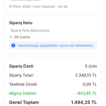 Migros Sanal Market Alışverişi