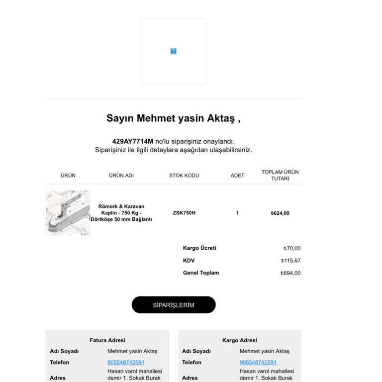 Çekicen.com'dan Sipariş Verdim Ama Kargoya Verilmedi
