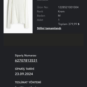 H&M Online Siparişimde Şeffaf Ambalaj İçerisinde Hasarlı Ürün Geldi