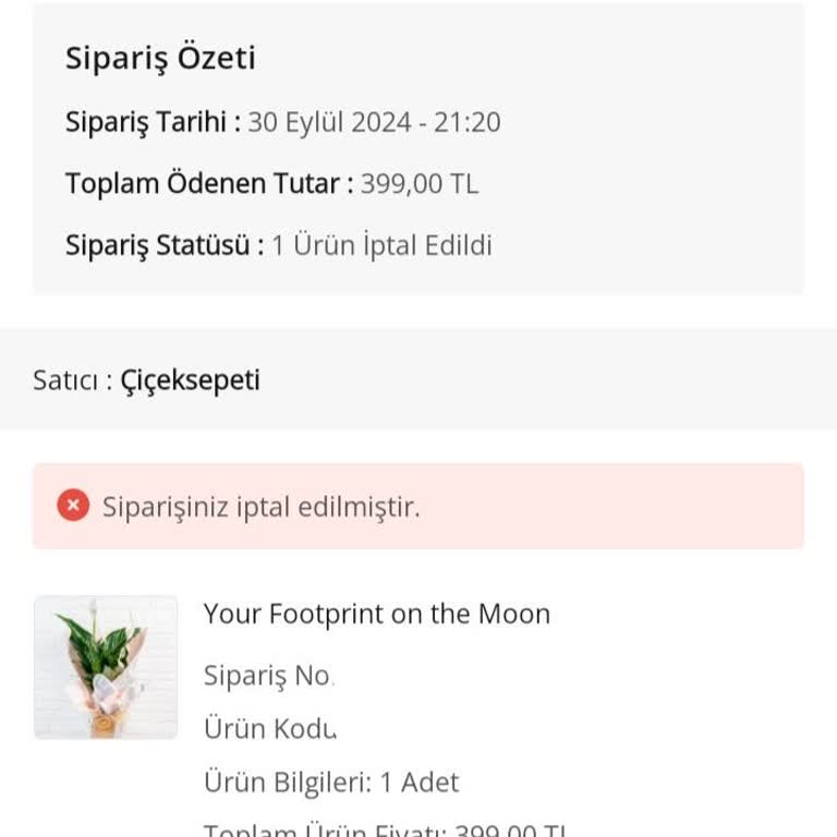 Çiçek Sepeti'nde Stok Sorunu ve İptal Süreci Mağduriyeti