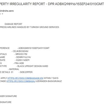 Sunexpress Uçuşunda Bavulum Yırtıldı ve Geri Dönüş Alamadım
