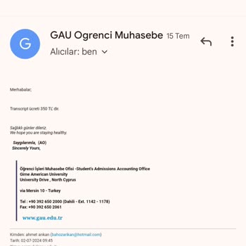 Girne Amerikan Üniversitesi'nde Transkript Ücreti Şoku