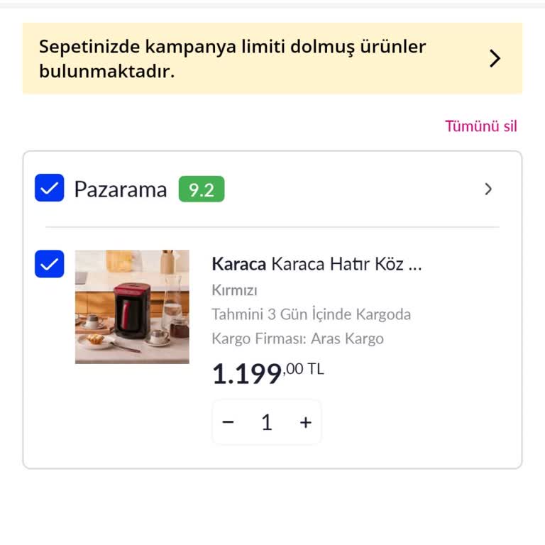 Pazarama Uygulamasında Karaca Kahve Makinesi Kampanyası Hayal Kırıklığı
