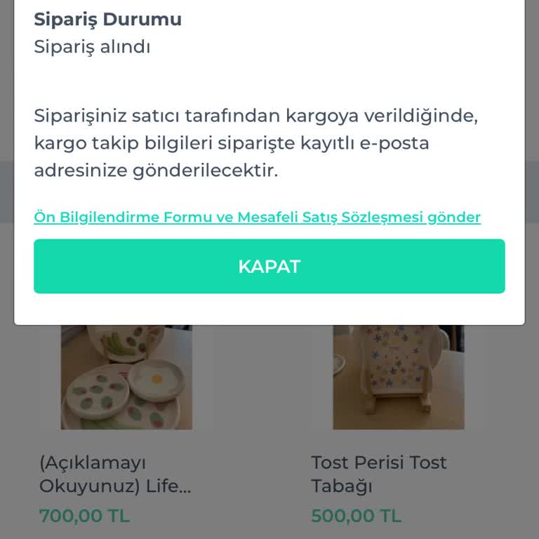 Miniş Ceramics  İşletmesi Siparişimi Kargoya Vermedi