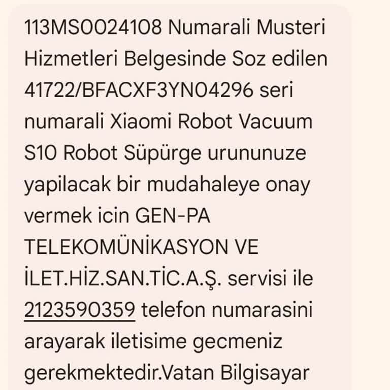 Xiaomi S10 Robot Süpürge Garanti Sorunu