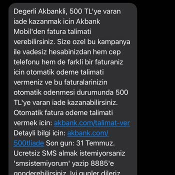 Akbank kampanya SMS’iyle verilen fatura talimatı sonrası ödül yatmadı