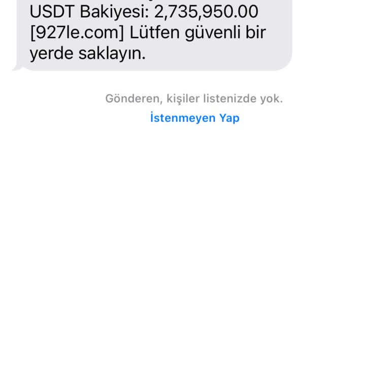 927le.com Dan Gelen Şüpheli SMS