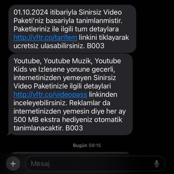 Vodafone Video Pass Reklam Kotası Sorunu