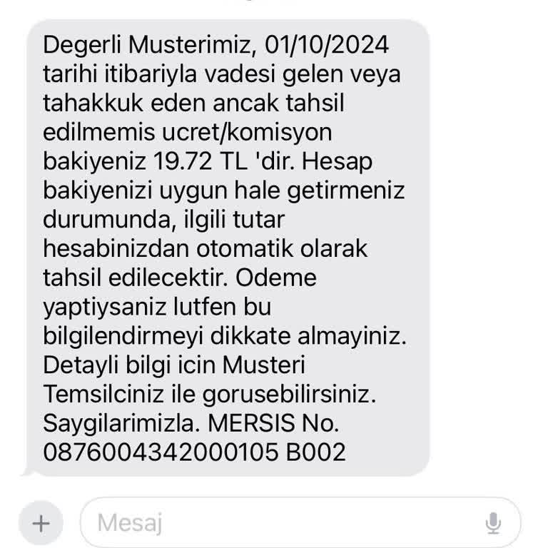 Kullanmadığım hizmet için kesilen ücretin açıklaması yapılmıyor
