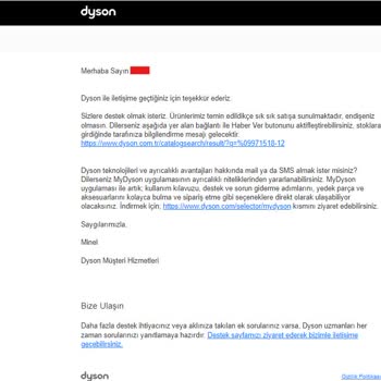 Dyson V12 Süpürge Uzatma Borusu Stok Sorunu ve Mağduriyet