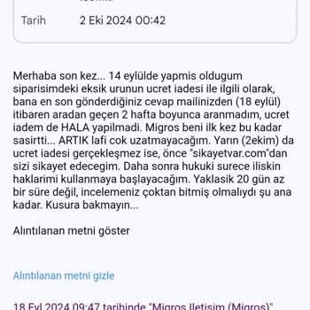 Eksik Ürün ve İade Sorunu
