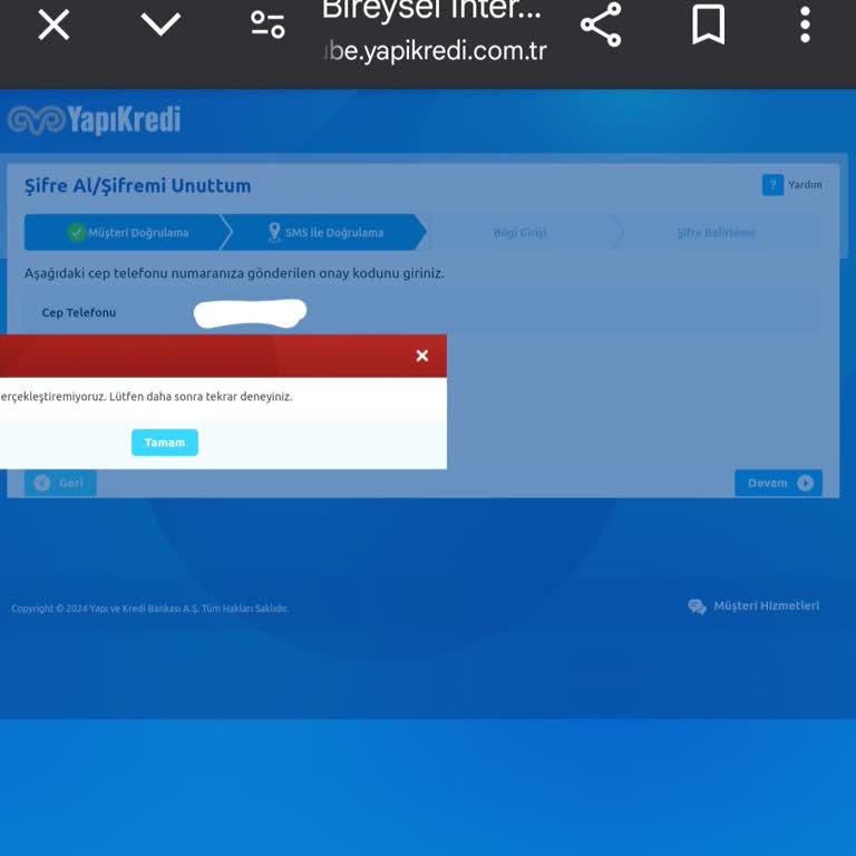 Yapı Kredi Mobil Bankacılık Şifre Yenileme Sorunu