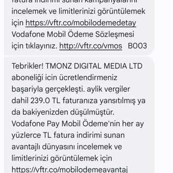 Vodafone Yanlış Üyelik Ücretleri Ve İade Sorunu