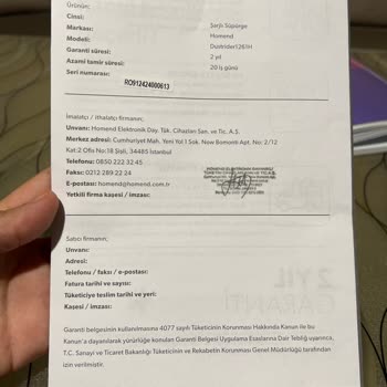 Homend Dustrider1261H Süpürge Çekim Gücü Sorunu