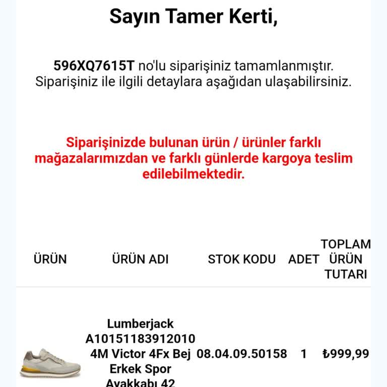 Ayakkabı Siparişim İade Edilmedi