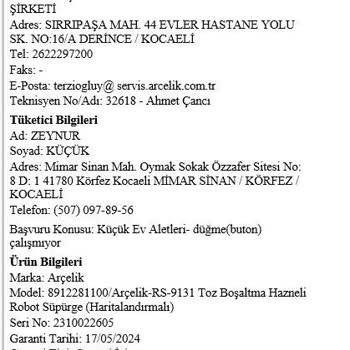 Arçelik Robot Süpürge Hayal Kırıklığı