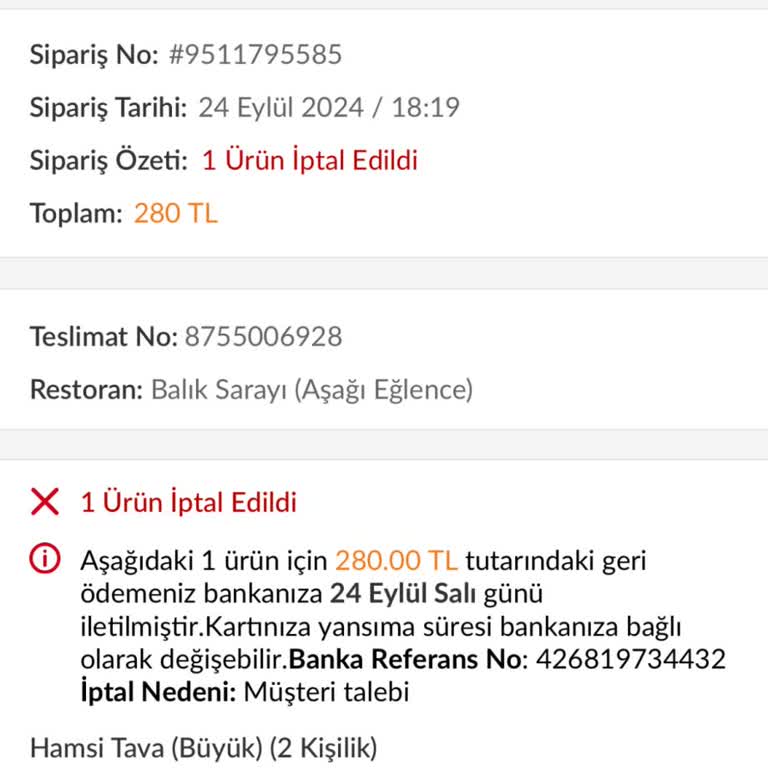 Trendyol Yemek: İade İşleminde Yaşanan Sorumsuzluk Ve Gecikme