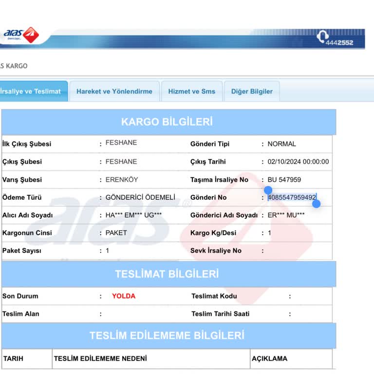 Bilinmeyen Kargo Gönderimi Hakkında Acil Yardım Talebi