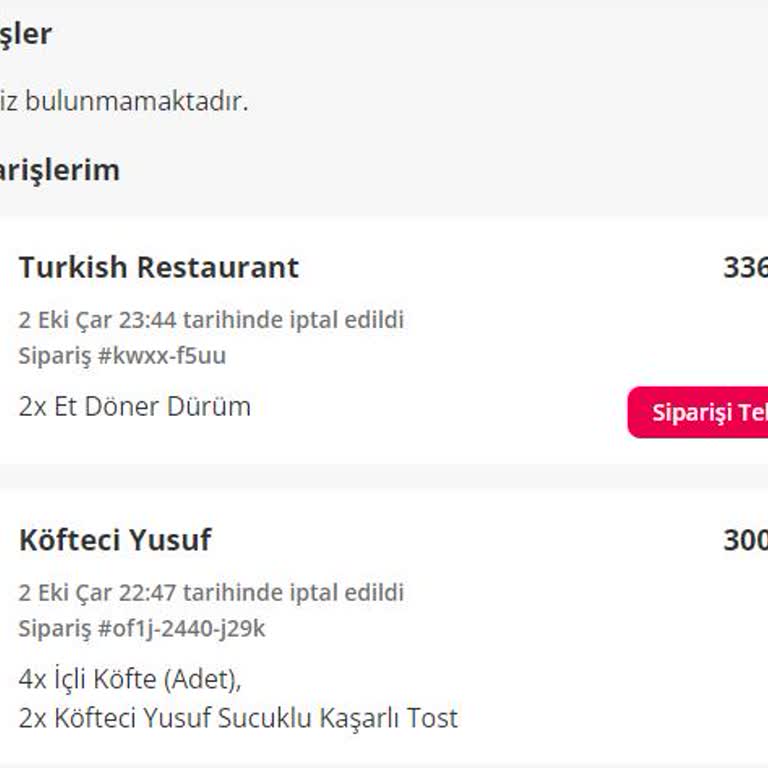 Yemeksepeti'nde İptal Olan Siparişler ve Erişilemeyen Canlı Yardım