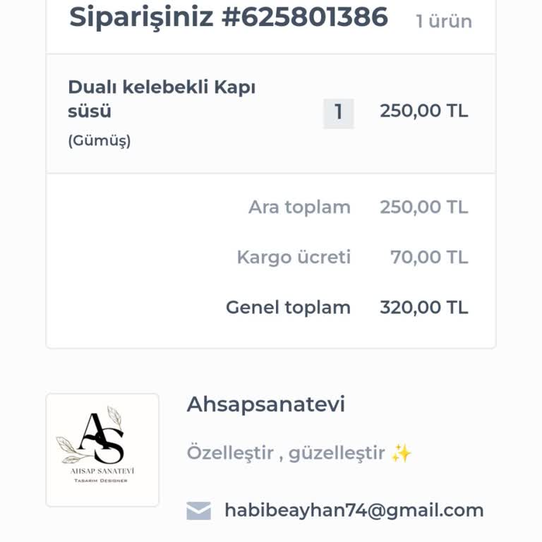 Sipariş Edilen Kapı Süsünün Teslim Edilmemesi ve Para İadesi Sorunu