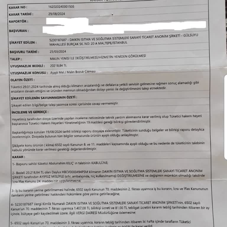 Daikin Klima Sorunu: Mahkeme Kararına Rağmen Çözüm Yok