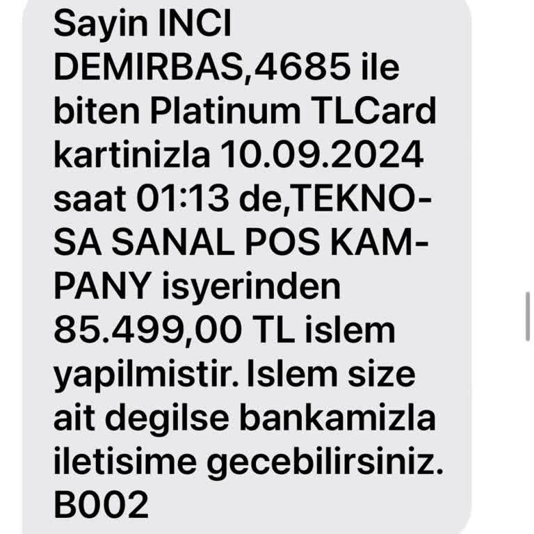 İzinsiz Yapılan Yüksek Tutarli Alışveriş Sorunu