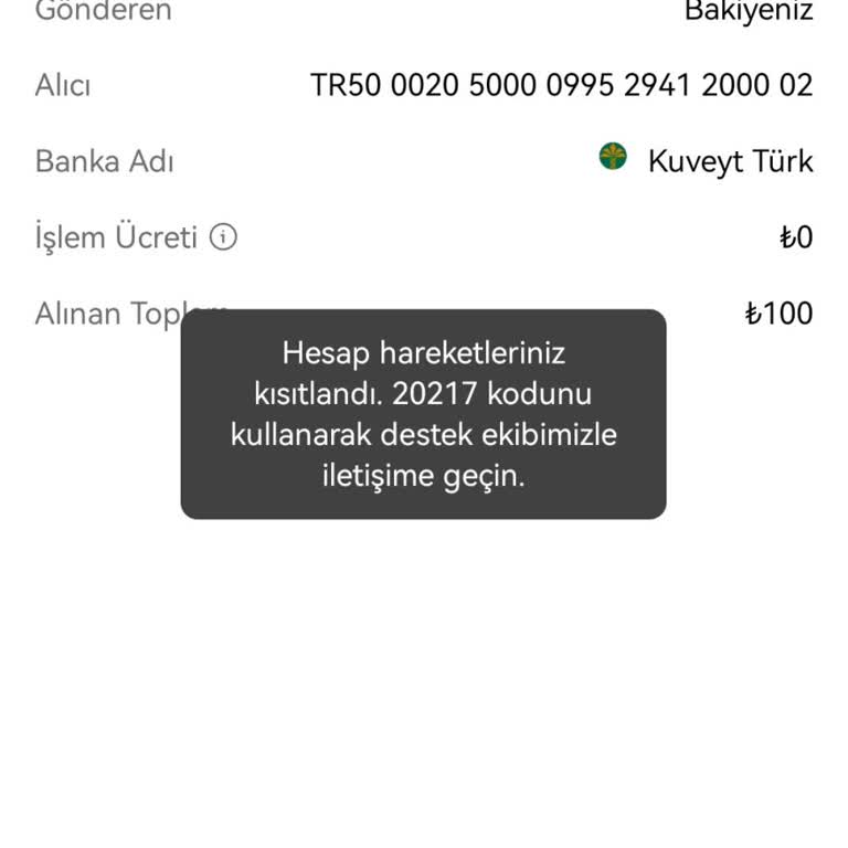 Kuveyt Türk Hesabımdan Yapılan İşlemde Karşılaşılan Sorunlar
