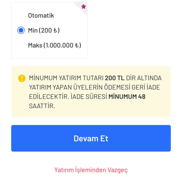 Yanıltıcı Minimum Yatırım Bilgisi ve Eksik Para İadesi
