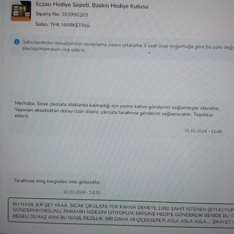 Yanlış Ürün Gönderimi ve İletişim Sorunları