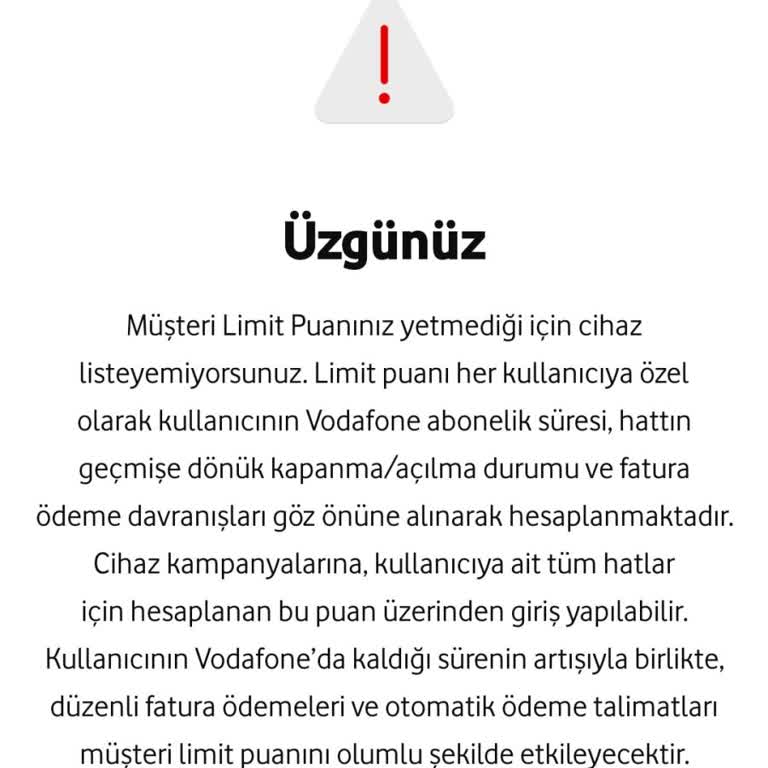 Vodafone Puanlarım Silindi, Cihaz Alamıyorum