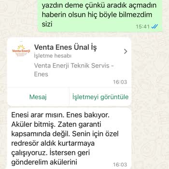Venta Enerji'nin İlgisizliği ve Sorunlu Ürünler