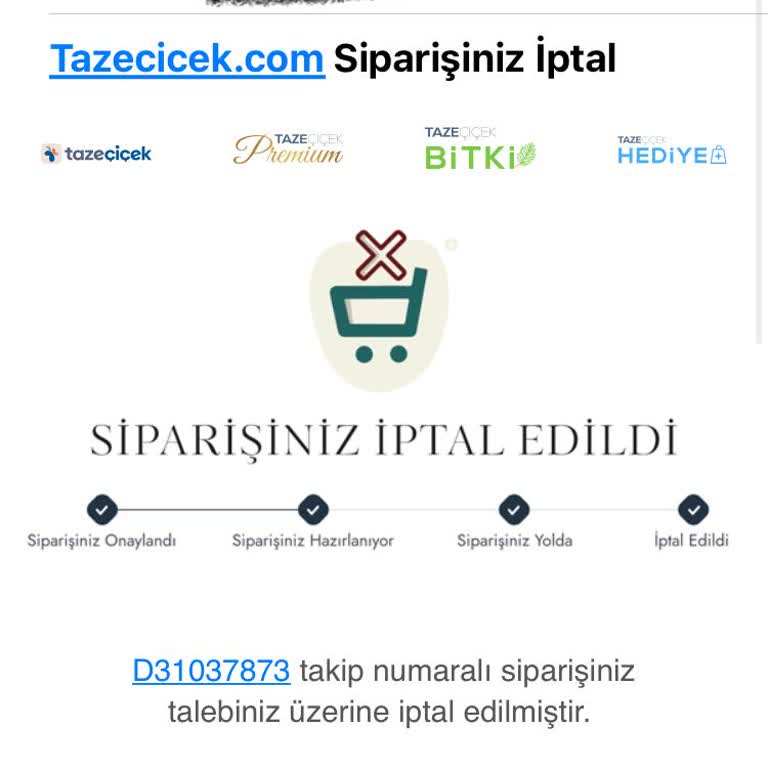 Çiçek Siparişi İptali Sonrası İade Sorunu