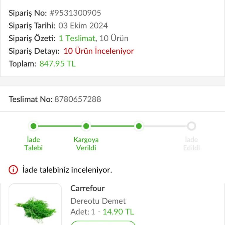 Trendyol GO Sipariş Sorunu