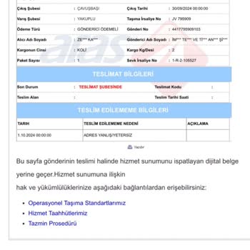 Aras Kargo'nun Yanlış Adres ve Teslimat Sorunu