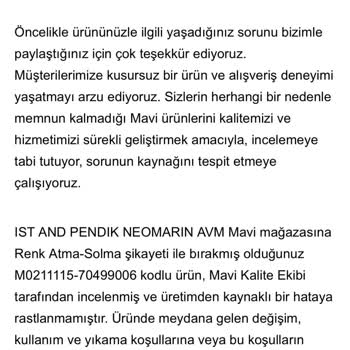 Mavi Gömlekte Renk Solması ve Kalite Sorunu