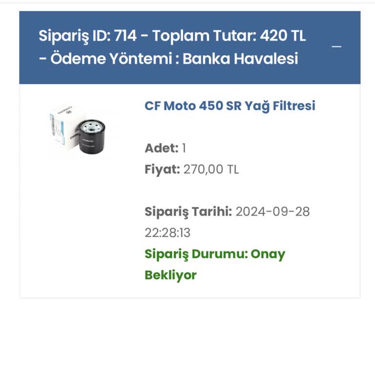 Yağ Filtresi Siparişinde İletişim Sorunu