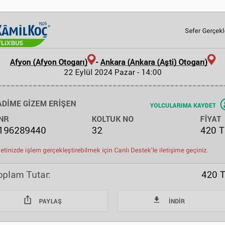 İade Edilmeyen Bilet Ücreti Mağduriyeti